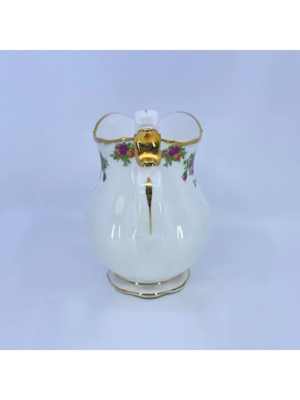 vintage royal albert old country roses pitcher with gold trim & floral pattern